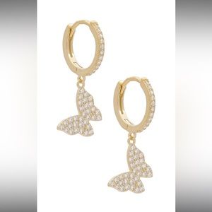 Adina Eden Pave Butterfly Huggies in Gold